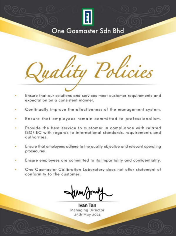 One Gasmaster Quality Policy